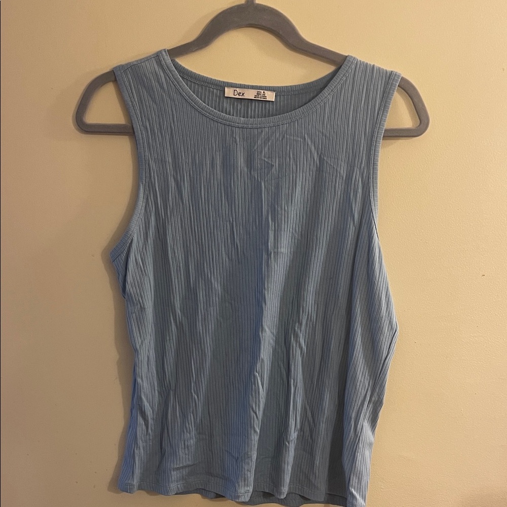 Dex Women's Light Blue Ribbed Tank Top